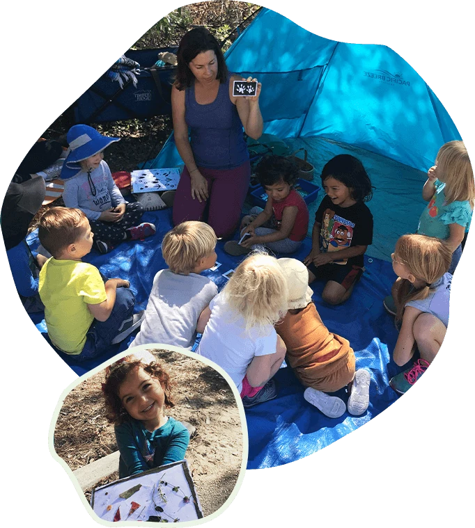 Children and Nature Scouts Collective founder and teacher, Erika Williams, exploring outdoors during a nature-based homeschool enrichment program in North County San Diego.