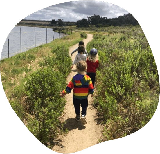 Children exploring North County San Diego nature trails during a Nature Scouts Collective outdoor homeschool enrichment program.