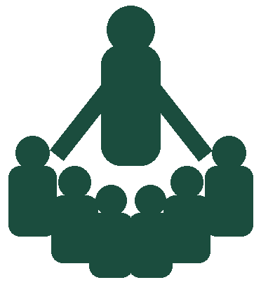 Teacher with six children icon representing small group classes
