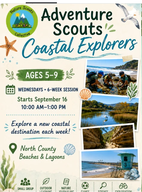 Nature Scouts Collective | Home Nature Scouts Collective Adventure Scouts Coastal Explorers program for children ages 5 to 9 featuring coastal nature exploration, marine biology and STEM learning in North County San Diego.